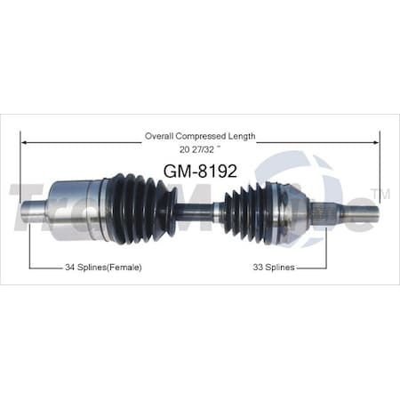 Surtrack Axle Cv Axle Shaft, Gm-8192 GM-8192